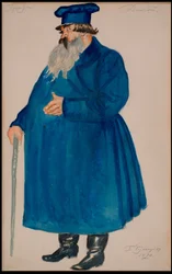 Comerciante Dikoy. Figurino da peça The Storm de A. Ostrovsky, 1920.