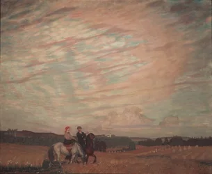 Auto-retrato com a esposa a cavalo, 1915