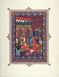 Ilustração para o conto de fadas Marya Morevna (Maria des mers) par Zvorykin, Boris Vasilievich (1872- depois de 1935), c. 1925 - Litografia a cores, 27,3x20,5 - Coleção Particular