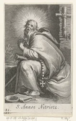 Santo Amónio, o Grande, como eremita
S. Ammon Nitriota (título sobre o objecto)
Eremitas (título da série)
Sacra eremvs ascetarvm (título da série)
