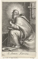 Santo Amônio, o Grande como um eremita S. Ammon Nitriota (título no objeto) Eremitas (título da série) Sacra eremvs ascetarvm (título da série)