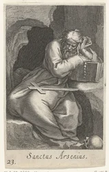 Santo Arsenius, o Grande, como eremita
Sanctus Arsenius (título sobre o objecto)
Eremitas (título da série)
Sacra eremvs ascetarvm (título da série)