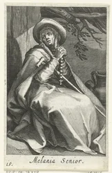 Santa Melania, a Velha como Eremita Melania Senior (título no objeto) Hermitesses (título da série) Sacra Eremus Ascetriarum (título da série)