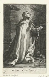 Santa Síncletica de Alexandria como eremita
Sancta Syncletica (título sobre o objecto)
Eremitesses (título da série)
Sacra Eremus Ascetriarum (título da série)