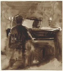Pianista à luz de velas