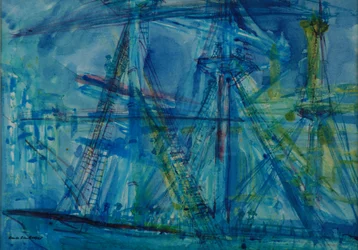 Escuna Azul (caneta e tinta com wc no papel)