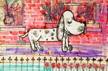Dog (cor de poster acrílico e tintas coloridas)