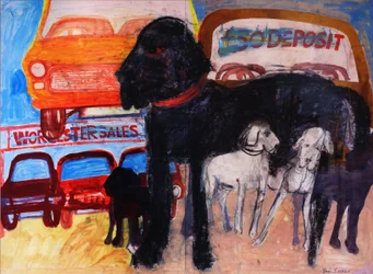 Cão no lote de carros usados, Rex