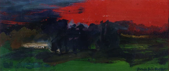 Paisagem com um céu vermelho