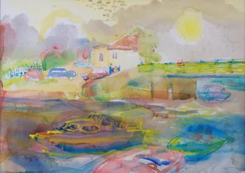 Village by the River, 1989 (wc no papel)