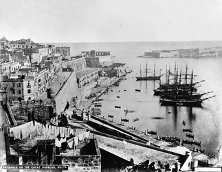 Entrada, grande, porto, malta, c.1880