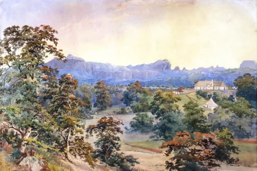 Uma herdade num vale (aguarela)
