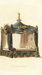 Uma cama de acampamento para um oficial militar