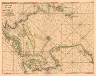 Carta do Mar do Norte: Da Noruega ao Estreito de Dover, c.1700 (gravura a cores)