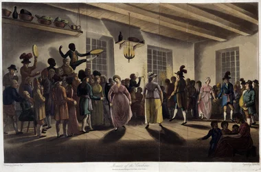 Danse, le menuet; em "Travels through Canada", de George Heriot, ed. Londres