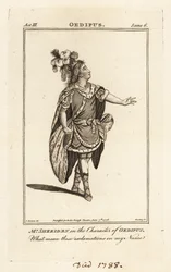 Sr. Thomas Sheridan na personagem de Édipo em John Drydens Oedipus, Covent Garden Theatre