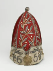 Chapéu granadeiro do oficial, 65º Regimento de Pé, 1758 por volta