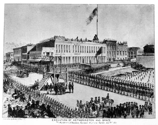 A execução de Hetherington e Brace, Fort Vigilance, Sacramento, Califórnia, 1856 1937.