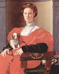 Alemão: Bildnis einer Dame in Rot (Francesca Salviati) Retrato de uma Senhora de Vermelho (Francesca Salviati)
