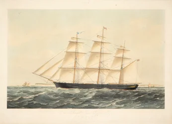 O célebre navio clipper de ferro Chile, 767 toneladas de arqueação, pertencente aos senhores Seymour Peacock & Co. de Londres