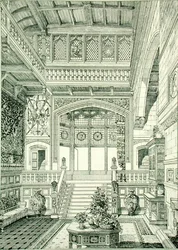 Hall e Escadaria, de "Exemplos de Móveis Antigos e Modernos".