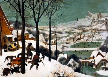 Caçadores na neve, inverno, 1565
