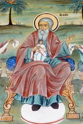 Bulgária, Mosteiro de Rila, fresco na igreja da Natividade da Virgem