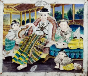 Retrato de família (guache sobre têxteis)