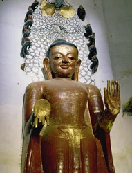 Estátua, de, um, ficar, buddha