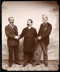 Os líderes operários Samuel Gompers, John Burns e Holmes, 1893-4