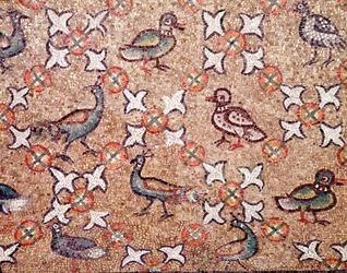 Aves (detalhe de mosaicos, século V)