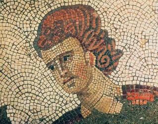Chefe de um Soldado Romano, pavimento do Grande Palácio Imperial, Constantinopla, do 5º ao 6º século (mosaico)