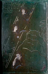 Jacob vê em sonho os anjos subindo e descendo a escala da porta de bronze feita em Constantinopla em 1076. Monte Sant 
