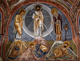 Transfiguração, fresco bizantino (século XII), Karanlik Kilise (Igreja das Trevas) (século XII-13), Goreme (Lista do Património Mundial da Unesco