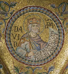 Rei David Detalhe dos mosaicos interiores na Basílica de São Marcos, século XIII