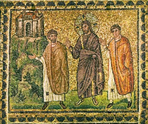 Cristo aparece aos Apóstolos no caminho de Emaús, século VI (mosaico)