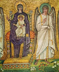 A Virgem e o Menino com o anjo, século VI (mosaico)