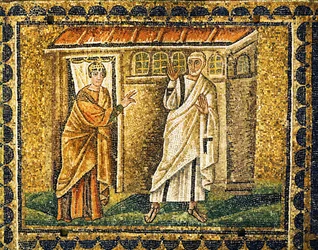 O porteiro reconhece São Pedro, século VI (mosaico)