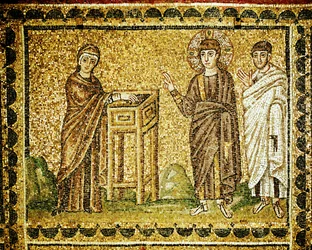 A oferta da viúva pobre, século VI (mosaico)