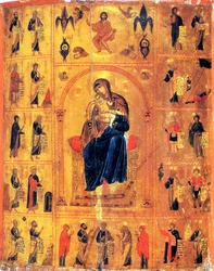 Virgem e Criança com Santos, início do século XII.  