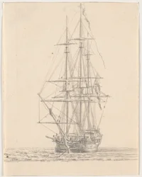 Navio da marinha com velas enroladas