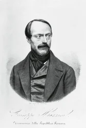 Retrato de Giuseppe Mazzini (1805-1872), patriota italiano, político, filósofo e jornalista, gravura
