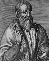 Retrato de Hernan Cortes (1485-1547), Conquistador espanhol, gravura