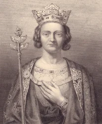 Retrato do Rei Filipe V de França, Alto (1293-1322), gravura, 9x7 cm, da Galerie Historique de Versailles, Histoire de France, Charles Gavard Publisher, Paris, cerca de 1840