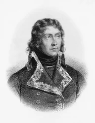 Retrato de Louis-Charles-Antoine Desaix de Veygoux (1768-1800), herói militar francês que liderou as forças nas campanhas alemãs, egípcias e italianas das Guerras Revolucionárias Francesas, gravando