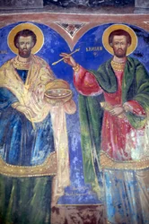 Santos Cosmas e Damião, Mosteiro de Megalo Sotiris, ilha de Symi, Grécia (foto)