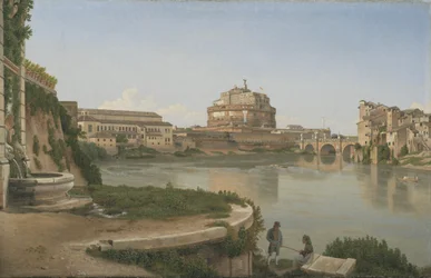 Uma vista sobre o Tibre de Trastevere em direção ao Castel S. Angelo