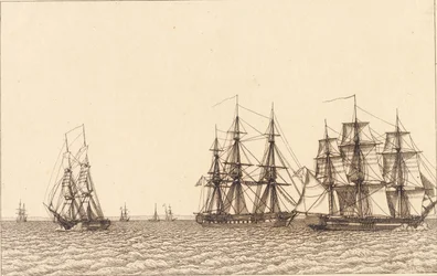 Um brigue navegando. Ilustração para "Perspectiva linear", Placa IXb