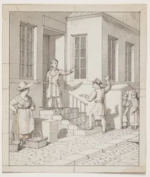Argumento nos degraus da rua. Estudo preliminar para "Perspectiva linear aplicada à arte da pintura", Placa VII, 2