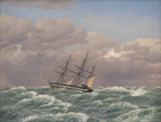 O Corvette "Galathea" em uma tempestade no Mar do Norte